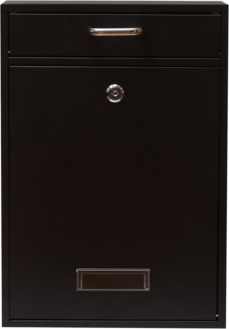 Yulli Wall Mounted Locking Vertical Dropbox Mailbox - Safe and Secure (Large) | Made with Galvanized Steel (Black) - Image 1